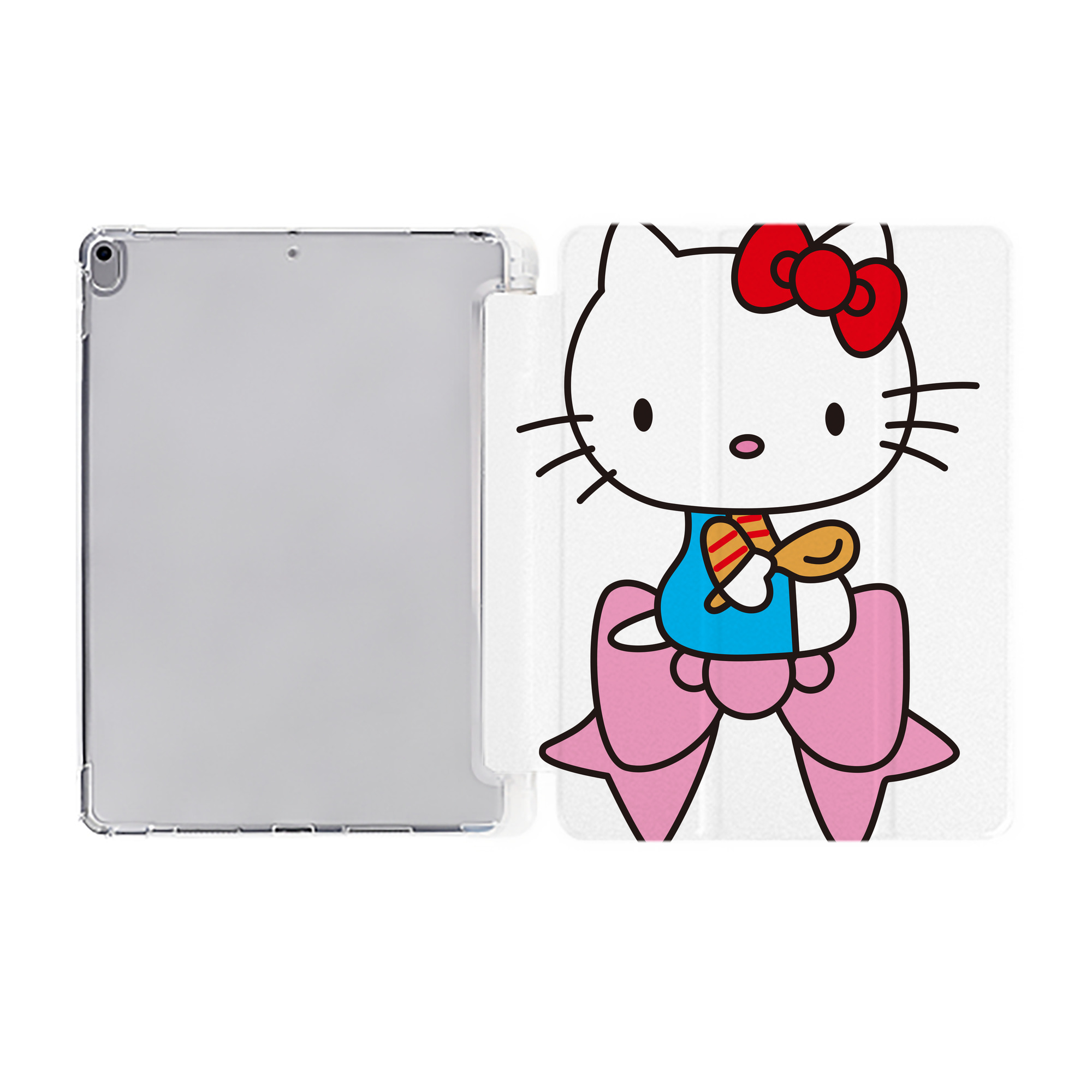 （画像用） Hello Kitty ハローキティ IPad ケース ペン収納付き 三つ折りスタンド PUレザー×シリコン 対応機種9.5/10.5/10.9インチ